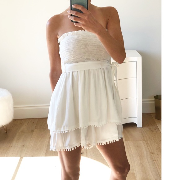 🟡 SALE! CANCUN White Strapless Babydoll Romper - Picture 6 of 6